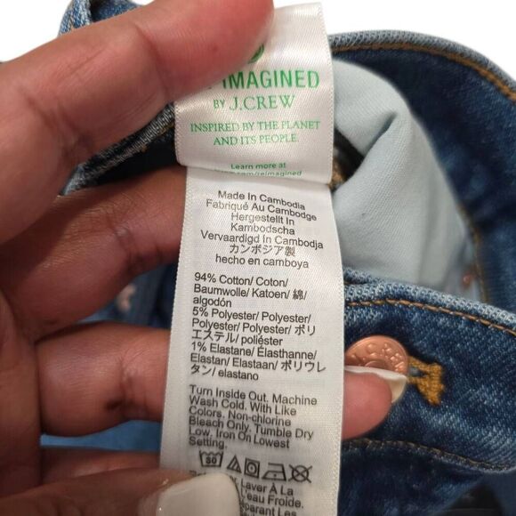 J. Crew Stovepipe Signature Jeans Women's 32 Blue Denim Frayed Zip Fly Stretch - Picture 5 of 7